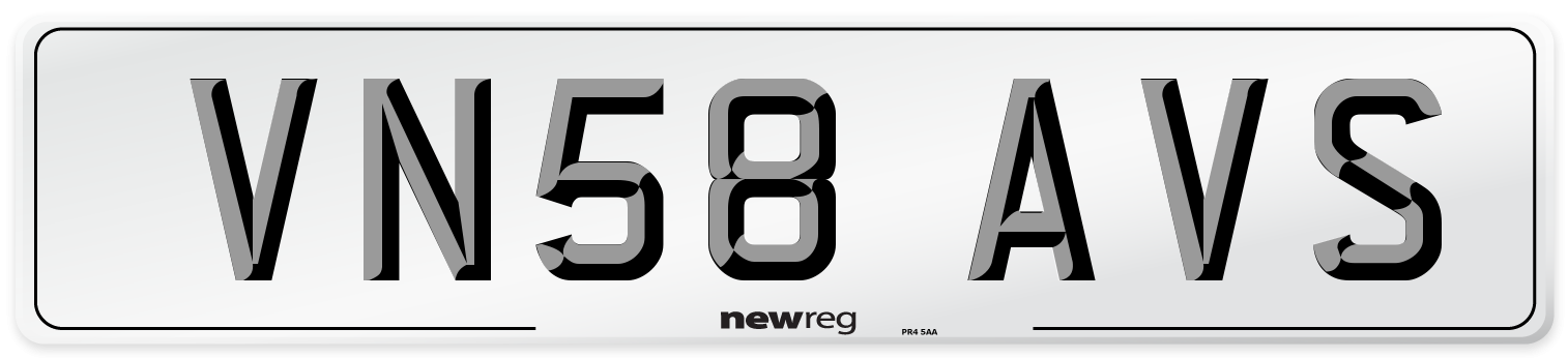 VN58 AVS Number Plate from New Reg